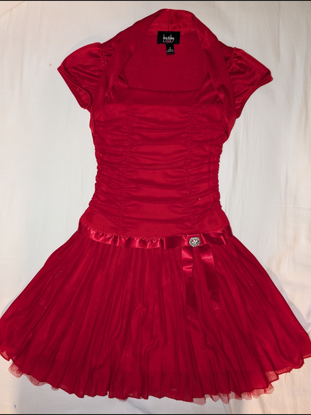 Baby Phat Red Sparkle Party Dress with Satin Ribbon